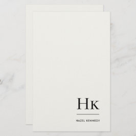 Monogram Simple Ivory Monogrammed Personalized Briefpapier
