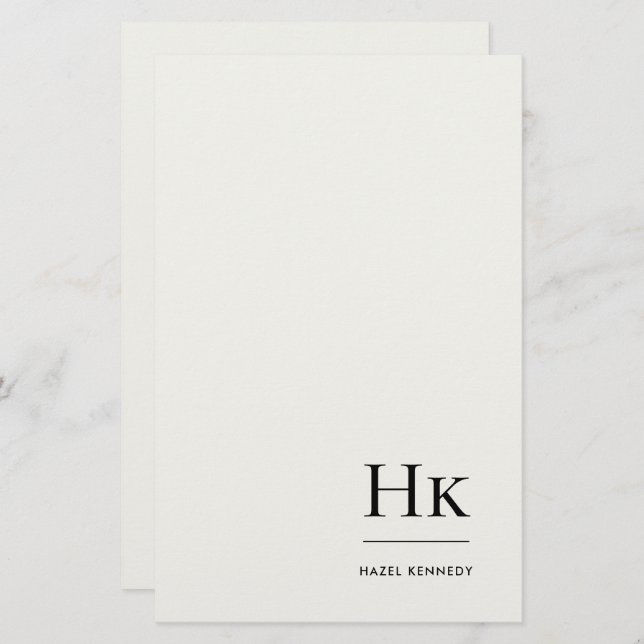 Monogram Simple Ivory Monogrammed Personalized Briefpapier (Vorne/Hinten)