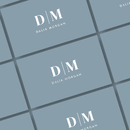 Monogram Simple Minimalistisch Dusty Blue Visitenkarte