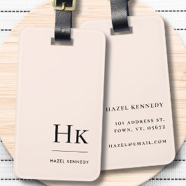 Monogram Simple Modern Eleganush Blush Pink Classi Gepäckanhänger