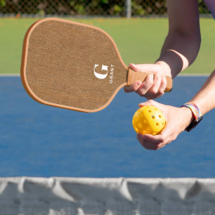 Monogram Simple Modern Goldish Brown Denim Print Pickleball Schläger