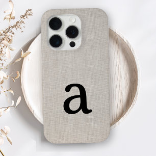 Monogram Simple Modern Minimal Linen Look Initial Case-Mate iPhone Hülle