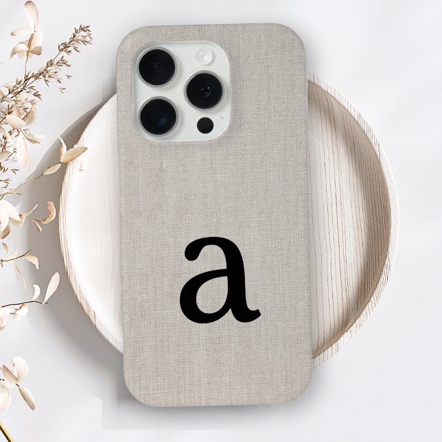 Monogram Simple Modern Minimal Linen Look Initial Case-Mate iPhone Hülle (Von Creator hochgeladen)