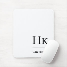 Monogram Simple Modern Minimalistisch White Initia Mousepad
