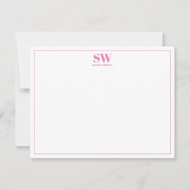 Monogram Simple Modern Personalisiert Stationery Mitteilungskarte (Vorderseite)