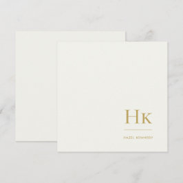 Monogram Simple Monogrammed Ivory Gold Notecard Mitteilungskarte