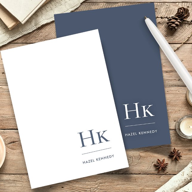 Monogram Simple Navy Blue Personalisiert Briefpapier (Von Creator hochgeladen)