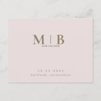 Monogram Simple Sleek Blush Save the Date