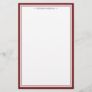Monogram Simple Wine Border Classic Personalisiert Briefpapier