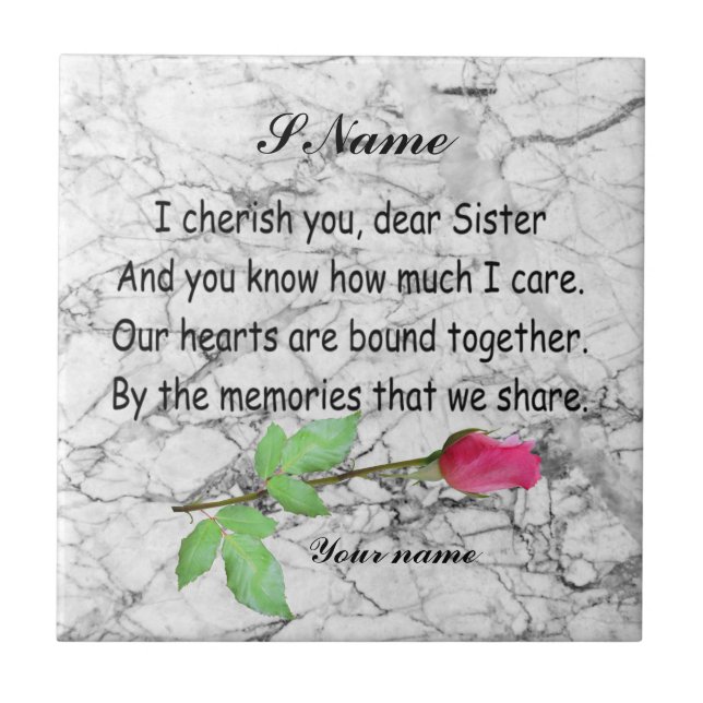 MONOGRAM SISTER QUOTE FLIESE (Vorderseite)