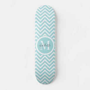 Monogram-Skateboard Pastell Blue Green Zickzack Skateboard
