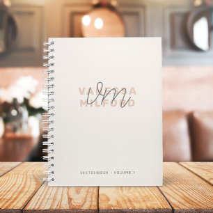 Monogram Sketchbook Elfenbeincreme Modernes Eleg Notizbuch