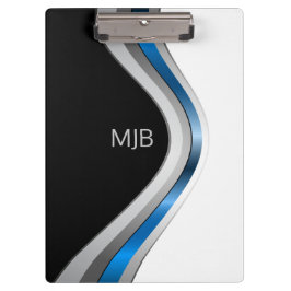 Monogram Sleek Curves Modernes Metallisches Muster Klemmbrett