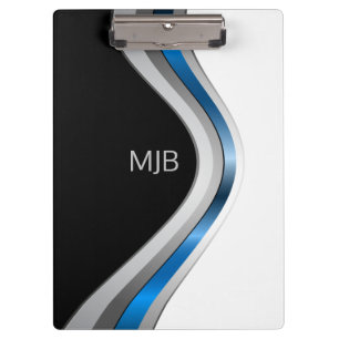 Monogram Sleek Curves Modernes Metallisches Muster Klemmbrett