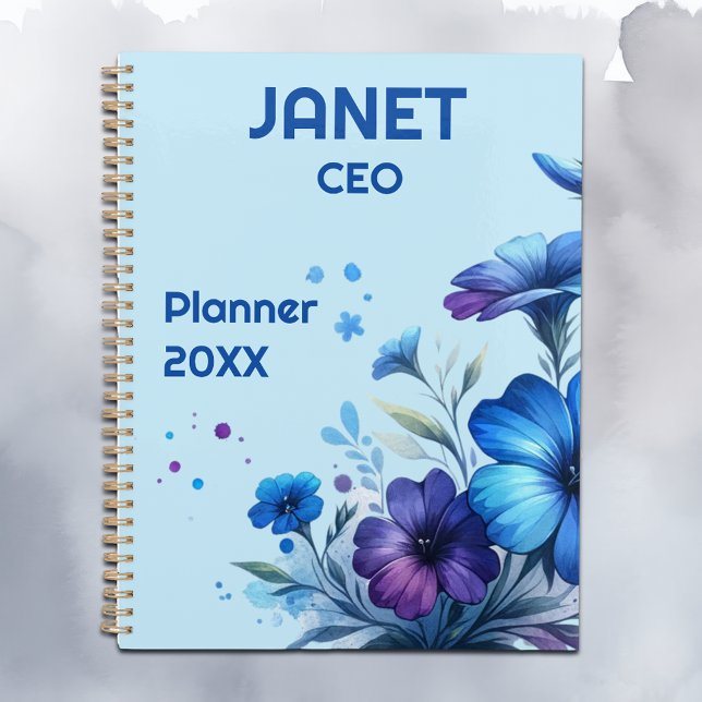 Monogram Small Business Blue Blume auf Blue | Planer (Von Creator hochgeladen)