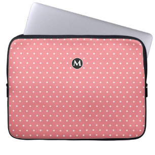 Monogram Small Polka Dot Pink Laptop Schlauch Laptopschutzhülle