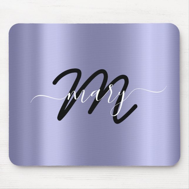 Monogram, Smoky Blue Minimal Name Gray Mousepad (Vorne)