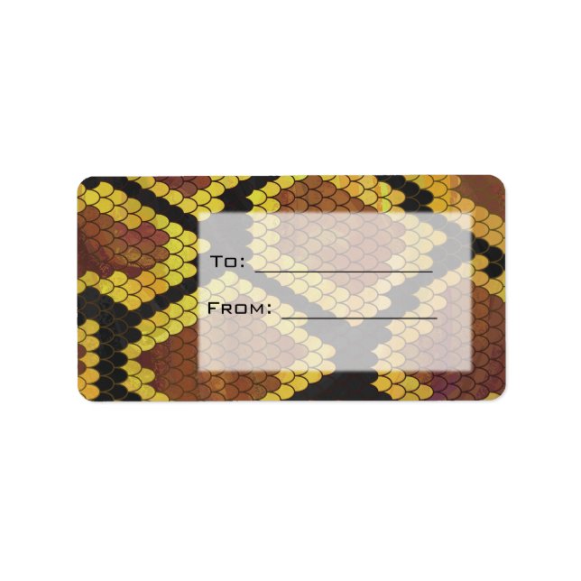 Monogram Snake Brown und Gold Print Adressaufkleber (Vorne)