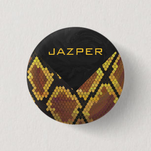 Monogram Snake Brown und Gold Print Button