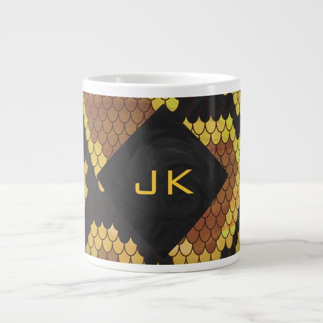 Monogram Snake Brown und Gold Print Jumbo-Tasse (Vorderseite)