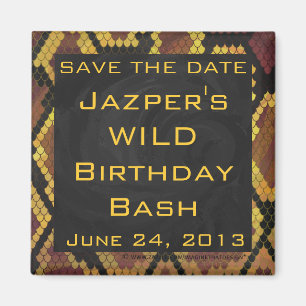 Monogram Snake Brown und Gold Print Magnet