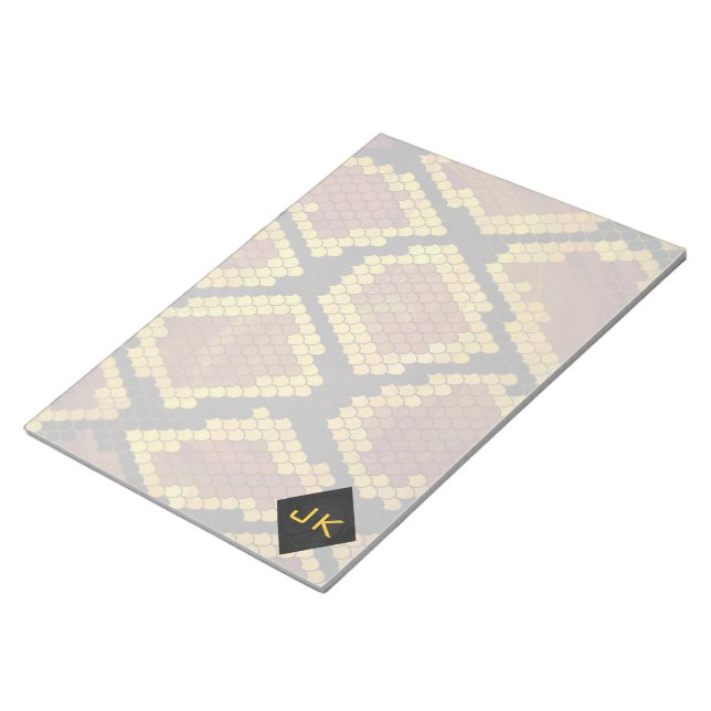 Monogram Snake Brown und Gold Print Notizblock (angewinkelt)