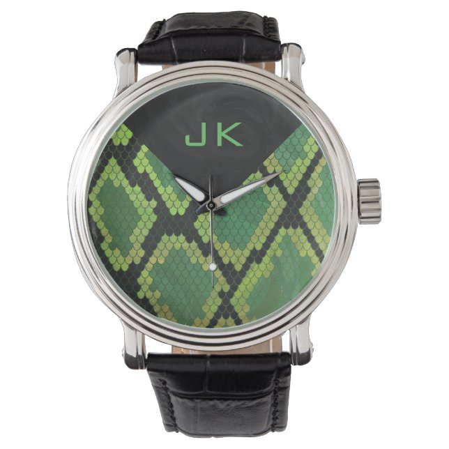 Monogram Snake Green und Black Armbanduhr (Vorderseite)