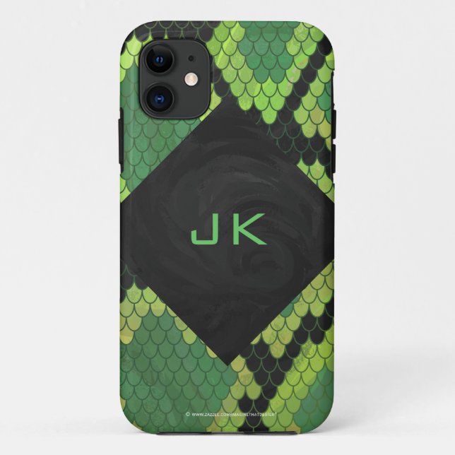 Monogram Snake Green und Black Case-Mate iPhone Hülle (Rückseite)