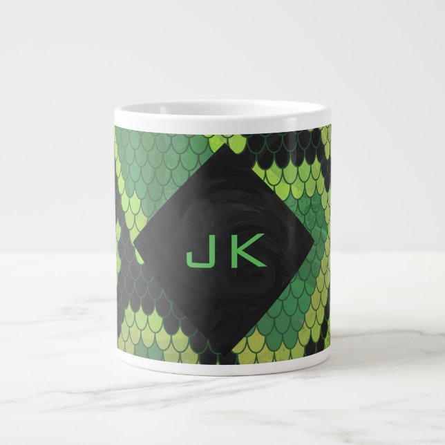 Monogram Snake Green und Black Jumbo-Tasse (Vorderseite)
