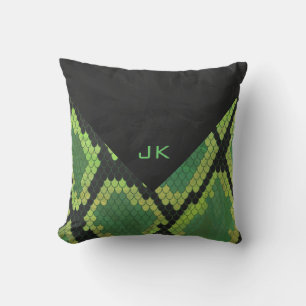 Monogram Snake Green und Black Kissen