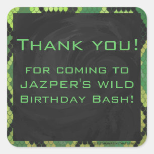 Monogram Snake Green und Black Quadratischer Aufkleber