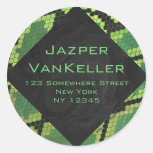 Monogram Snake Green und Black Runder Aufkleber