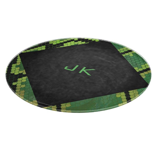 Monogram Snake Green und Black Schneidebrett (Ecke)