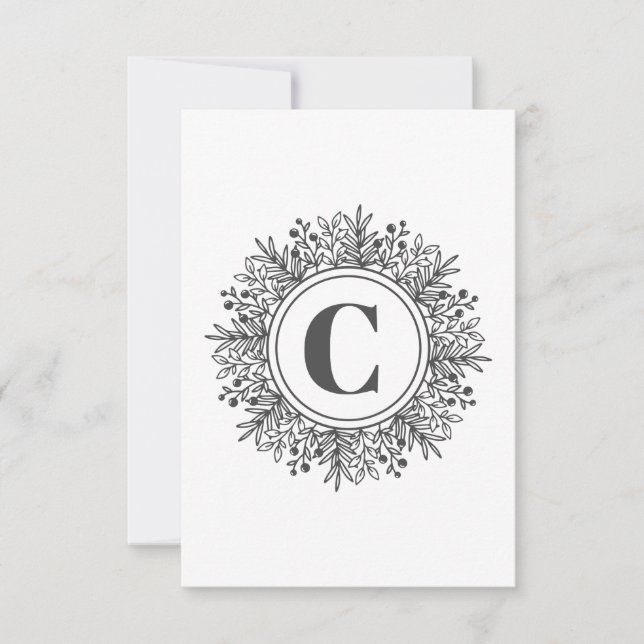 Monogram Snowflake Weihnachten Dankeskarte (Vorderseite)