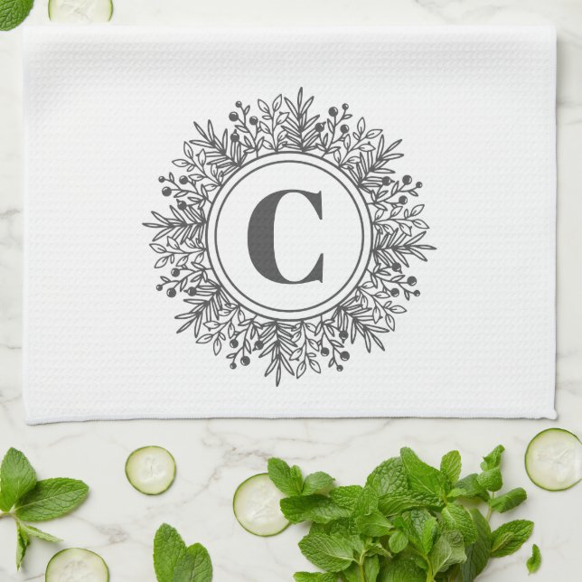 Monogram Snowflake Weihnachten Geschirrtuch (Gefaltet)