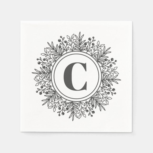 Monogram Snowflake Weihnachten Serviette (Vorderseite)