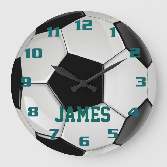 Monogram Soccer Ball Große Wanduhr (Vorderseite)