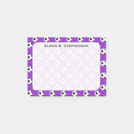 Monogram Soccer Futbol Balls auf Lila Post-it Klebezettel