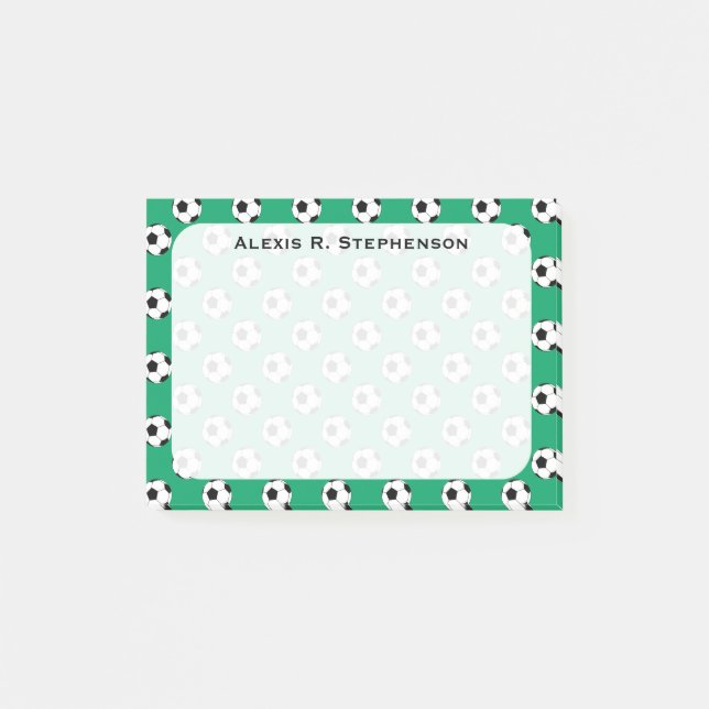 Monogram Soccer Futbol Balls Kleeblatt Green Post-it Klebezettel (Vorderseite)