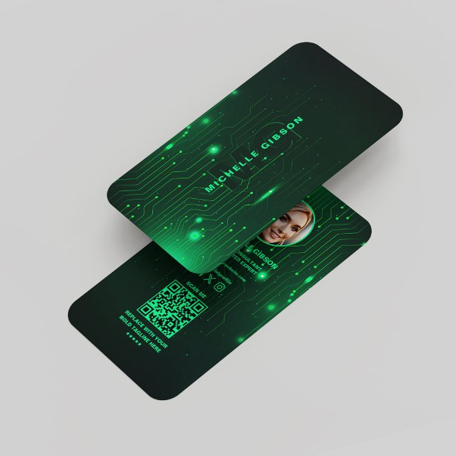 Monogram Software Engineer Modern Neon Green Visitenkarte (Monogram Software Engineer Modern Neon Green Business Card
)