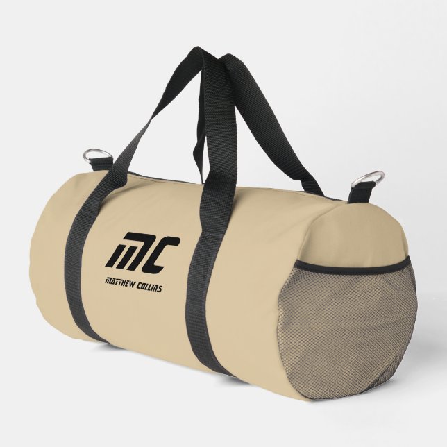 Monogram Solid Beige Name Text Einfach für ihn Duffle Bag (Rechte Ecke)