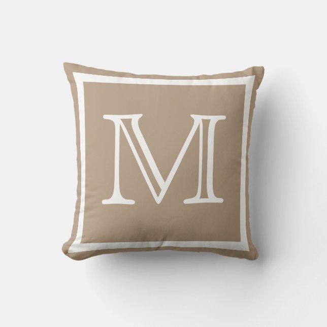 MONOGRAM Solid beige Tan taupe schlichtes Kissen (Vorderseite)