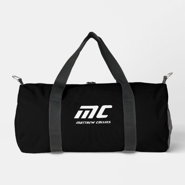 Monogram Solid Black Name Text Einfach für ihn Duffle Bag (Vorderseite)