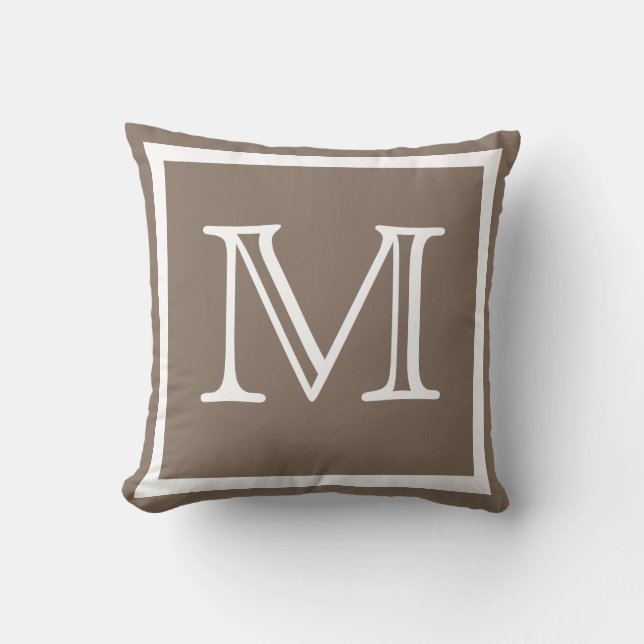 MONOGRAM Solid dark beige Tan taupe schlichtes Kis Kissen (Vorderseite)
