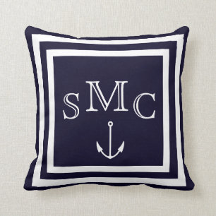 MONOGRAM Solid dunkelblau schlichtes Kissen