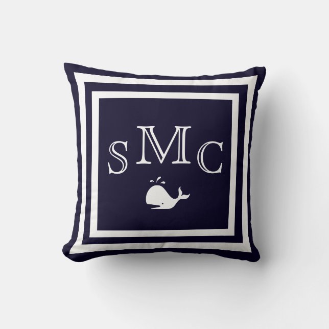 MONOGRAM Solid dunkelblau schlichtes Kissen (Vorderseite)