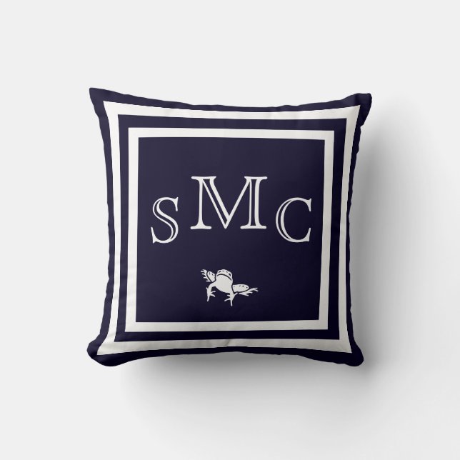 MONOGRAM Solid dunkelblau schlichtes Kissen (Vorderseite)