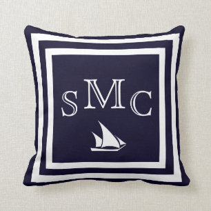 MONOGRAM Solid dunkelblau schlichtes Kissen