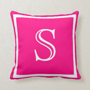 MONOGRAM Solid gefärbte Hot Pink Fuschia  Kissen