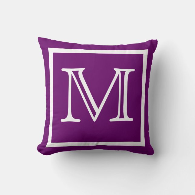 MONOGRAM Solid Lila Traube schlichtes Kissen (Vorderseite)
